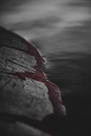 Blood, trickling down the pavement
