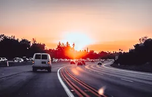 A highway with cars