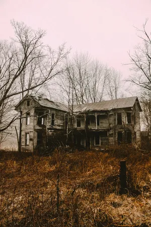 A rickety building, looks haunted